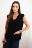 Sweter damski wiskozowy bez rękawów z kieszeniami i dekoltem V czarny