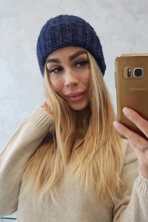 Czapka z wywinięciem Ariana K299 granatowa