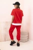 Komplet damski masełko z krótkim rękawem i spodniami czerwony