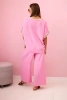 Komplet z wiskozy ze złotym obszyciem jasny różowy