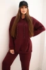 Komplet dresowy damski ocieplany z bawełny i z kapturem bordowy