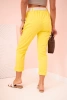 Spodnie damskie z wiskozy z paskiem i podwiniętą nogawką ciemne żółte