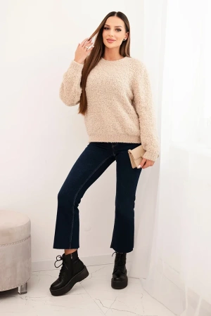 Sweter damski z miękkiego moheru beżowy