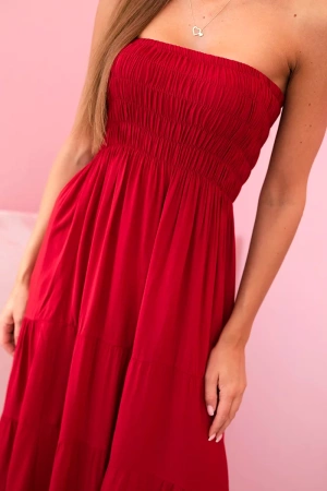 Sukienka damska wiskozowa z elastyczną górą bordowa