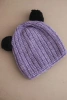 Czapka damska zimowa wełniana z pomponem K433 fioletowa