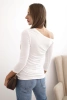 Bluzka damska z odkrytym ramieniem z wiskozy z rękawem 3/4 ecru