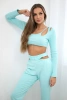 Komplet z bluzką top miętowy