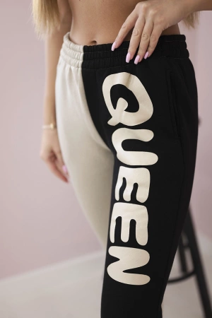 Spodnie damska dresowe z napisem QUEEN czarne