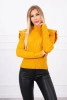 Bluzka swetrowa dopasowana z guzikami musztardowa