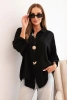Koszula damska z wiskozą z ozdobnymi guzikami i kołnierzem czarna