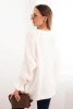 Sweter damski z dodatkiem moheru i wełny o luźnym fasonie ecru