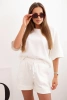 Komplet damski masełko z bluzka z krótkim rękawem i spodenki z gumką ecru