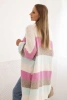 Kardigan damska z wełną w kolorowe pasy ecru