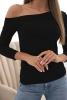 Bluzka damska z odkrytym ramieniem z wiskozy z rękawem 3/4 czarna