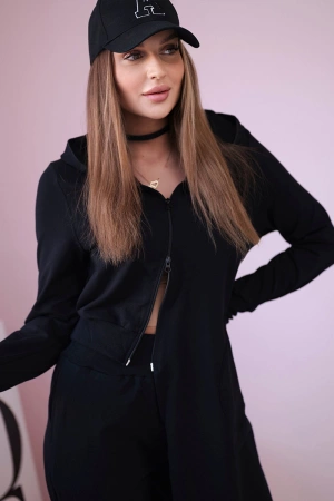 Komplet dresowy bluza z dłuższym bokiem czarny