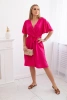 Sukienka z przekładanym dekoltem fuksja