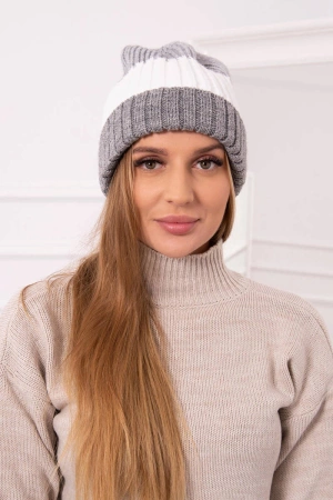 Czapka z polarem Bojana K265 szary+biały