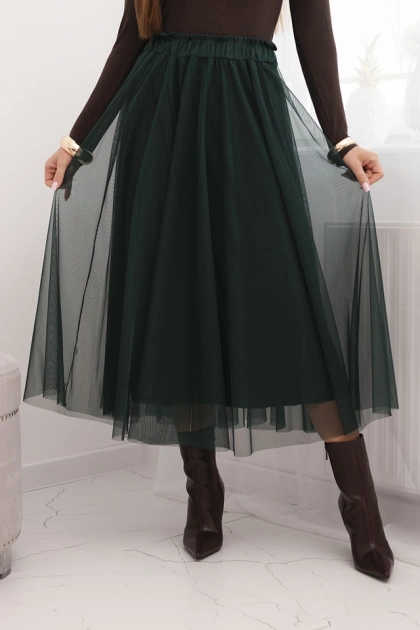 Spódnica damska tiulowa z podszewką z wiskozy zielona