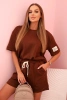 Komplet damski masełko z szortami z wysokim stanem czekoladowy