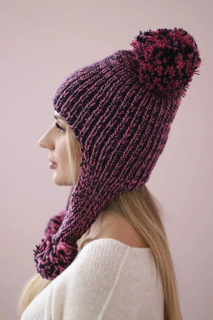 Czapka damska uszatka Emma K343 różowa