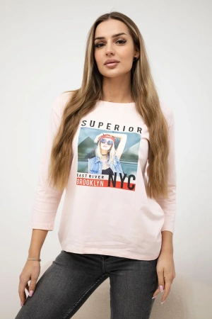 Bluzka z nadrukiem Superior pudrowy róż