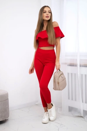 Komplet z falbanką czerwony