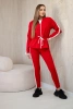 Komplet damski bawełniany z lampasem i ściągaczami czerwona