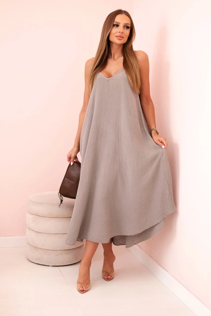 Sukienka muślinowa na ramiączkach fango