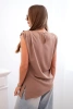 Bluzka damska elegancka z marszczeniem i asymetrycznym krojem camelowy