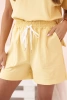 Komplet damski punto z krótkim rękawem i szortami ciemny żółty