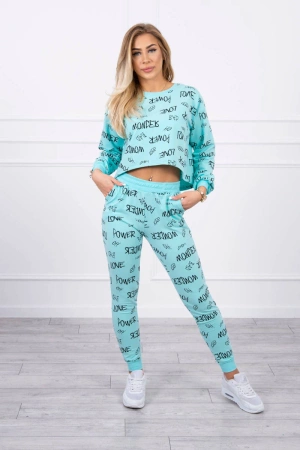 Komplet z napisami miętowa