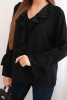 Bluzka damska z wiskozy z falbanami i długim rękawem czarna