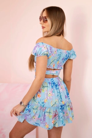 Komplet w kwiaty błękitna