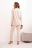 Komplet damska z wiskozą z ozdobami i elastycznymi spodniami beżowy