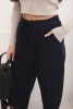 Spodnie damskie z wysokim stanem i wiązaniem w pasie granatowe