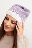 Czapka damska zimowa wełniana z wzorem geometrycznym K477 fioletowy + biały