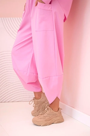 Komplet new punto bluza + spodnie cukierkowy róż