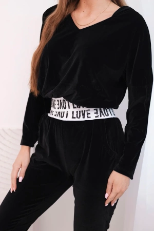 Komplet welurowy z kapturem czarny