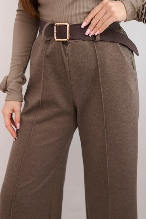 Spodnie damskie eleganckie z paskiem i szeroką nogawką fango