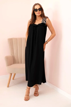 Sukienka damska z ramiączkami w panterkę czarna