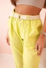 Spodnie damskie lniane z bawełną i paskiem kiwi