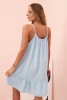 Sukienka damska muślinowa na ramiączkach z falbaną niebieska
