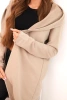 Narzutka damska z bawełny z kapturem i wydłużonym przodem beżowa