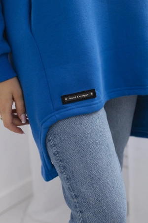 Bluza ocieplana z dłuższym tyłem chabrowa