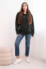 Bluza damska pętelkowa bawełniana z kapturem i kieszenią kangurką ciemno zielona