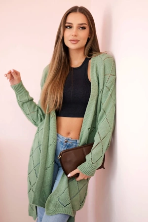 Sweter z geometrycznym wzorem ciemny miętowy