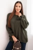 Sweter damski z dodatkiem moheru i wełny o luźnym fasonie khaki