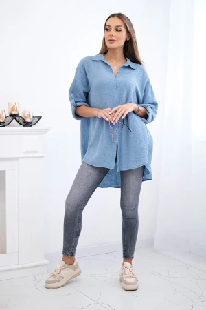 Koszula bawełniana muślinowa Plus Size jeansowa