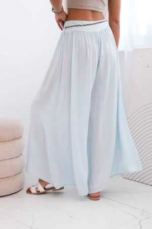 Spodnie damskie z wiskozy z szeroką nogawką niebieskie