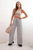 Spodnie damskie bawełniane z szeroką nogawką i kieszeniami szare
